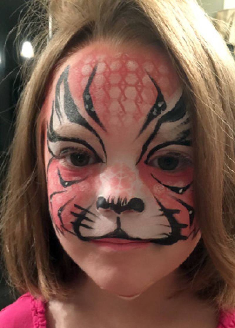 Face painting of pink tiger girl