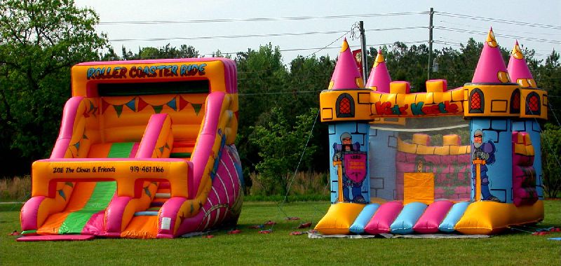 Bounce house and inflatable slide rental ready for a Raleigh event