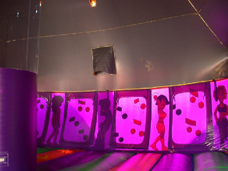 Inside view of the Disco Dome bouce house
