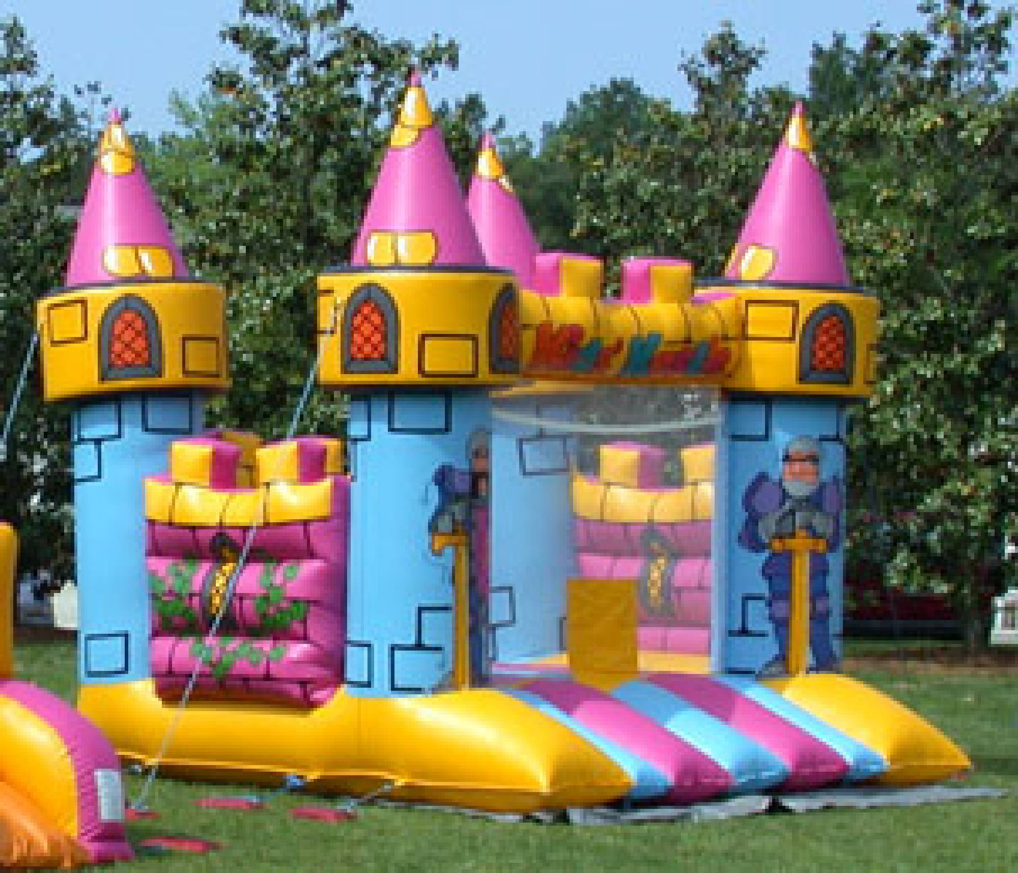 Side view of the Kid Kastle bounce house in Morrisville