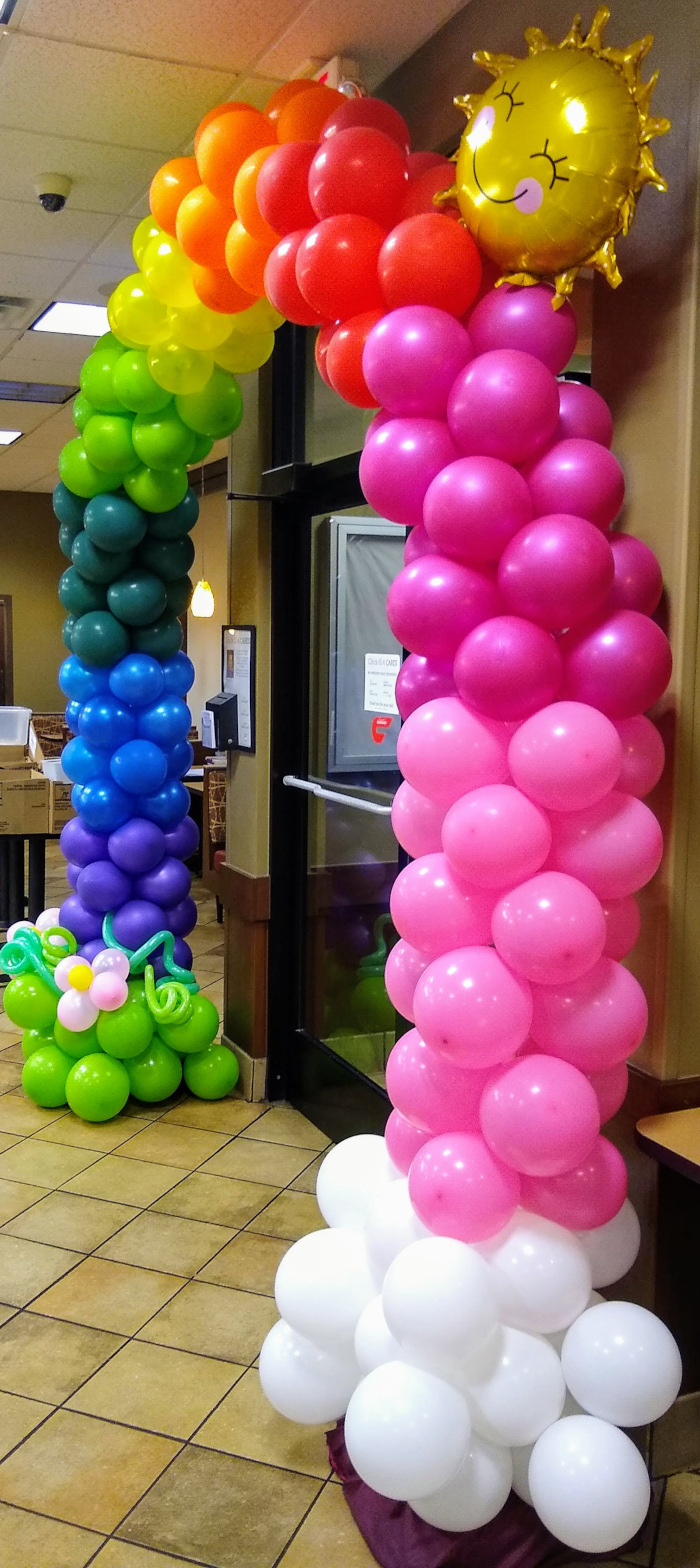 Rainbow balloon arch in Cary NC
