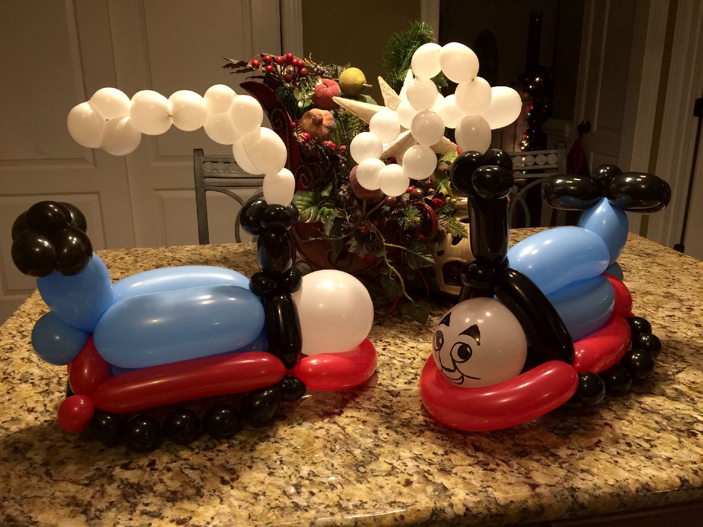 Train balloon decorations for Raleigh events